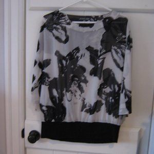 White/Black Floral Top